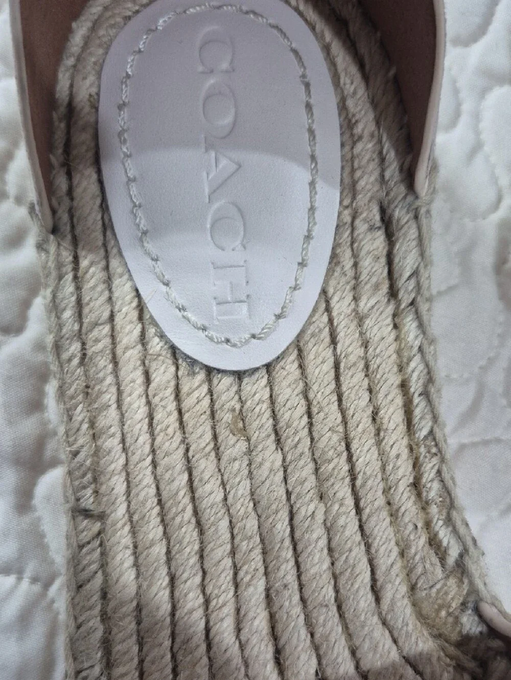 COACH Blush Floral Studded Espadrille Sandals Size 6B